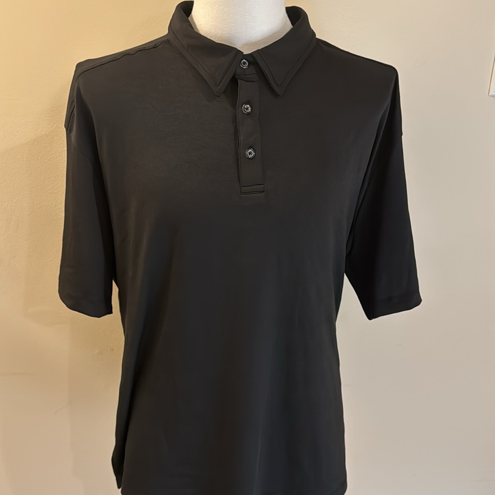 VTG1946 Heather Slub Jersey Polo XXL Black NWT